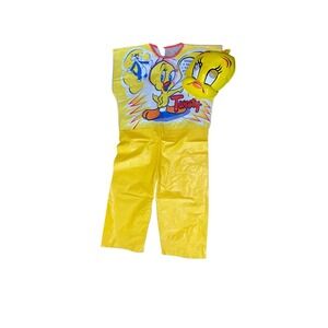 Vintage 1980s Collegeville Tweety Bird Halloween Costume Mask Jumpsuit Sz 3-5